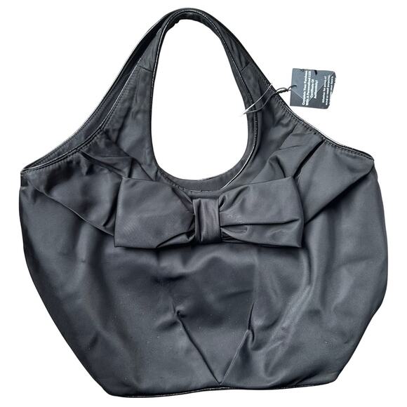 Kate Spade Black Nylon Ribbon Handbag - Polka Dot Interior - Picture 10 of 11